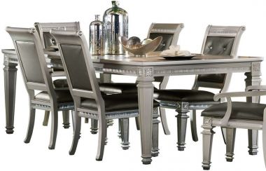 Homelegance Bevelle 18" Leaf Dining Table in Silver