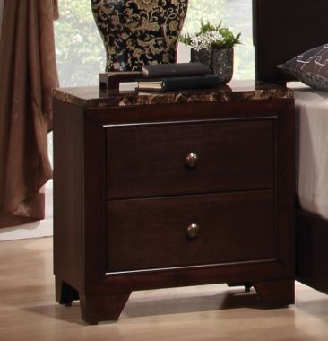 Coaster Conner Nightstand with Faux Marble Top in Cappuccino