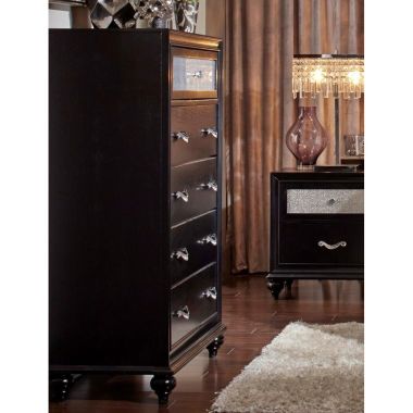 Coaster Barzini Chest with a Metallic Acrylic Drawer Front in Black