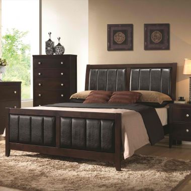 Coaster Carlton Paneled Upholstery Queen Bed in Cappuccino
