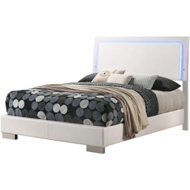 Coaster Felicity Full Panel Bed with LED Lighting in Glossy White