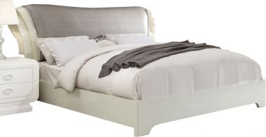ACME Bellagio Queen Bed, PU and Ivory High Gloss