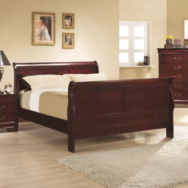 Coaster Louis Philippe Full Sleigh Panel Bed in Cherry