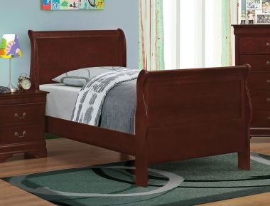 Coaster Louis Philippe Twin Sleigh Panel Bed in Cherry