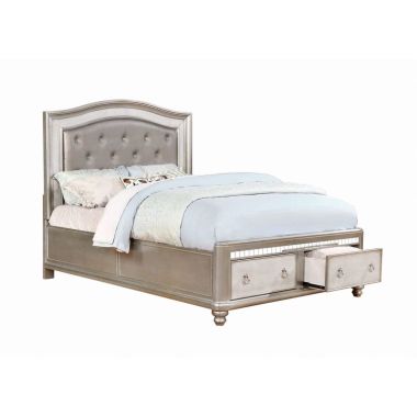 Coaster Bling Game Upholstered Storage Queen Bed in Metallic Platinum