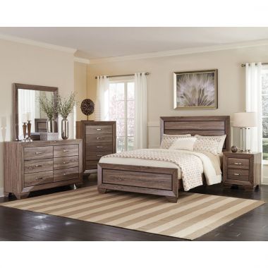 Coaster Kauffman 4pc Queen Bedroom Set with Panel Design in Washed Taupe