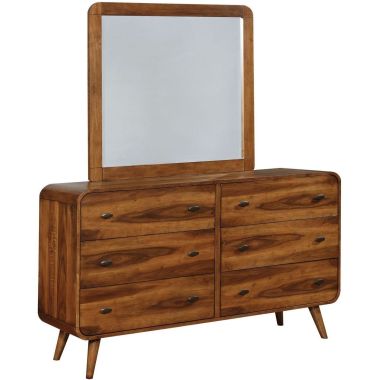 Coaster Robyn 6-Drawer Dresser with Mirror in Dark in Walnut