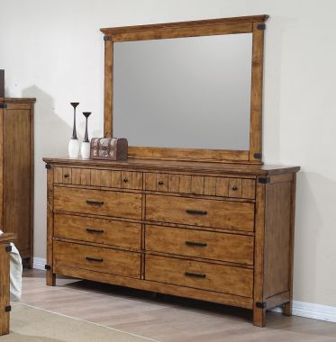 Coaster Brenner Dresser with Mirror in Rustic Honey