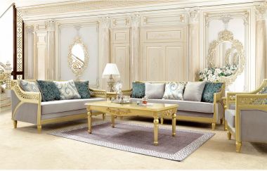 Homey Design HD-2063 3pc Livingroom Set in Metallic Gold