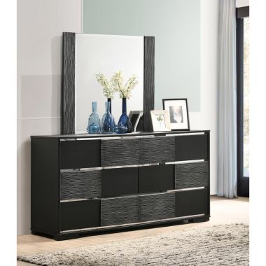 Coaster Blacktoft 6-Drawer Dresser with Mirror in Black