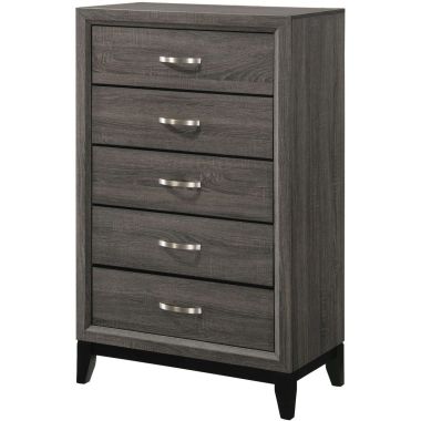 Coaster Watson 5-Drawer Chest in Grey Oak and Black