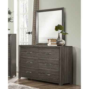 Homelegance Edina Dresser with Mirror in Dark Gray
