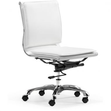 Zuo Modern Lider Plus Armless Office Chair in White - ZUO-215219 in [category]