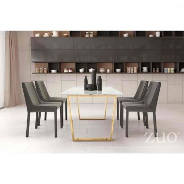 Zuo Modern Atlas 5pc Dining Table Set in Stone and Gold