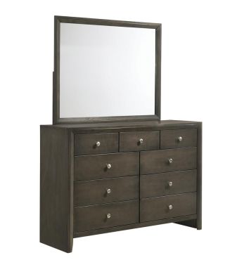 Coaster Serenity 9-Drawer Dresser with Mirror in Mod Grey