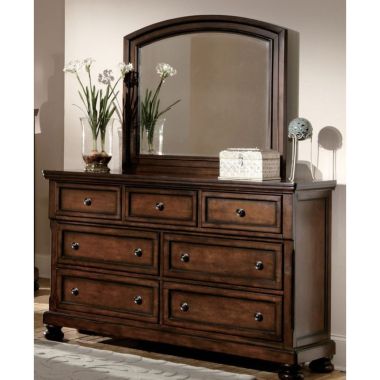 Homelegance Cumberland Dresser with Mirror in Medium Brown