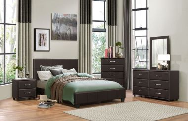 Homelegance Lorenzi 4pc Queen Upholstered Platform Bedroom Set in Dark Brown