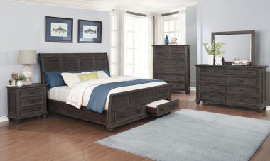 Coaster Atascadero 4pc Queen 2-Drawer Storage Bedroom Set in Weathered Carbon