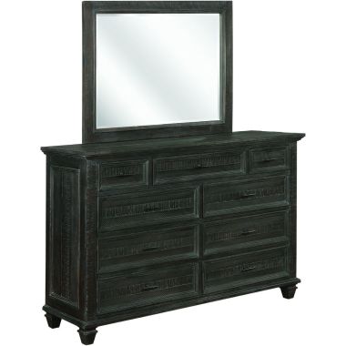 Coaster Atascadero 9-Drawer Dresser with Mirror in Weathered Carbon
