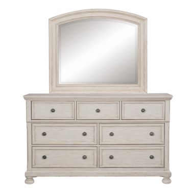Homelegance Bethel Dresser with Mirror in Wire-Brushed White
