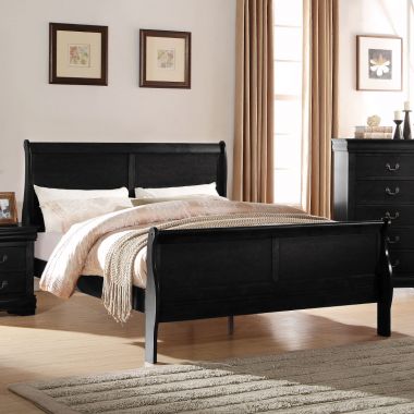 ACME Furniture Louis Philippe Queen Sleigh Bedroom Sets in Black