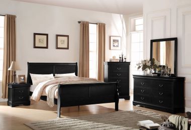 ACME Furniture Louis Philippe 4Pc Queen Sleigh Bedroom Sets in Black