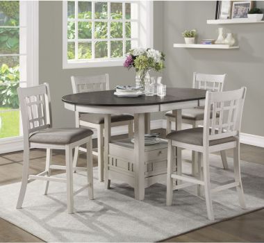 Homelegance Junipero 5pc Counter Height Table in Wire-Brushed White