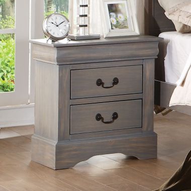 ACME Louis Philippe III Nightstand in Antique Gray