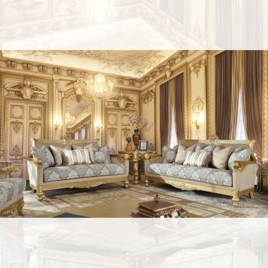Homey Design HD-2666 3pc Livingroom Set in Metallic Bright Gold