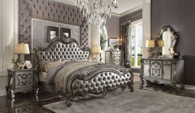 ACME Versailles 4pc King Bedroom Set, Silver PU