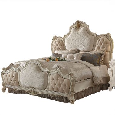 ACME Picardy California King Bed, Fabric & Antique Pearl