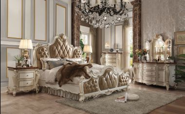 ACME Picardy 4pc California King Bedroom Set, PU & Antique Pearl