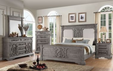ACME Artesia 4pc Queen Bedroom Set, Fabric and Salvaged Natural