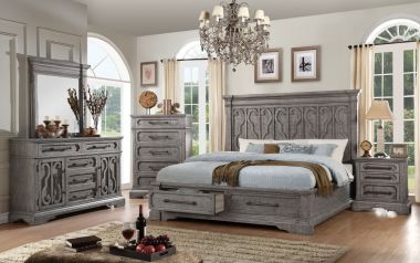 ACME Artesia 4pc Queen Bedroom Set with Storage, Salvaged Natural
