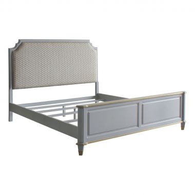 ACME House Marchese California King Bed in Two Tone Beige Fabric