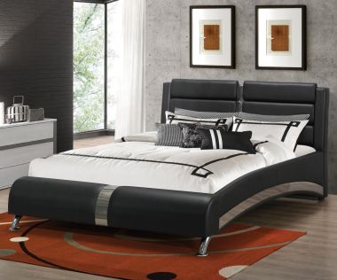 Coaster Jeremaine Eastern King Upholstered Bed in Black