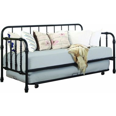 Coaster Twin Metal Daybed with Trundle in Black