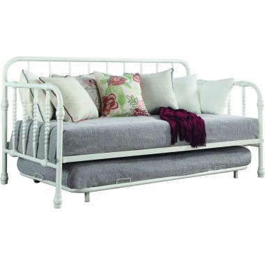 Coaster Twin Metal Daybed with Trundle in White