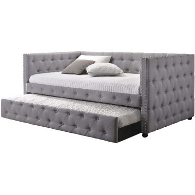Coaster Mockern Tufted Upholstered Daybed with Trundle in Grey
