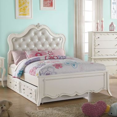 ACME Edalene Full Bed with Trundle, Pearl White