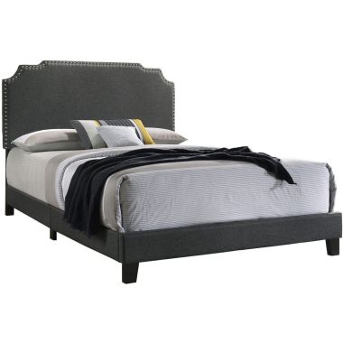 Coaster Tamarac Upholstered Nailhead Full Bed in Grey