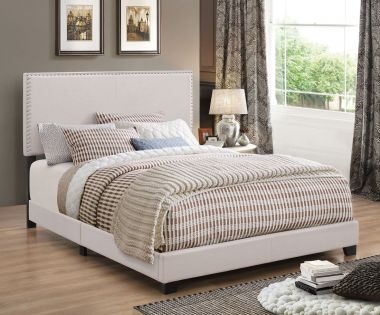 Coaster 350051 Full Upholstered Bed with Nailhead Trim in Ivory