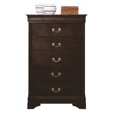 Coaster Louis Philippe 202 5 Drawer Chest with Silver Bails in Cappuccino