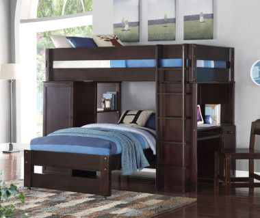 ACME Lars Loft Bed and Twin Bed, Wenge