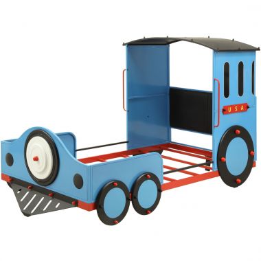 ACME Tobi Twin Bed, Blue/Red and Black Train