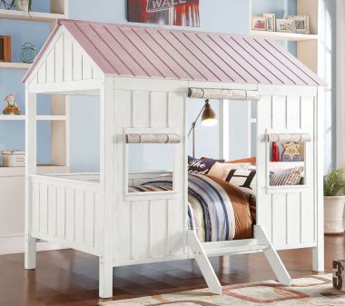 ACME Spring Cottage Full Bed, White and Pink