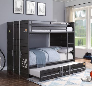 ACME Cargo Bunk Bed with Trundle (Full/Full), Gunmetal
