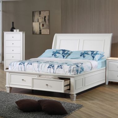 Coaster Hermosa Beach Full Bed with Footboard Storage in White