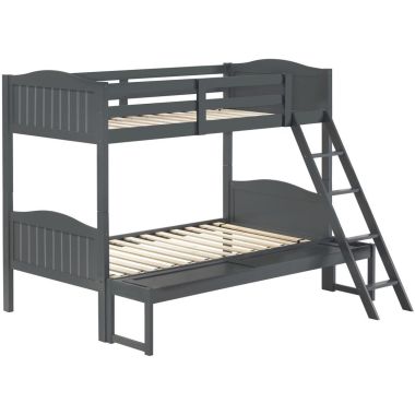 Coaster Littleton Twin/Full Bunk Bed with Ladder in Grey