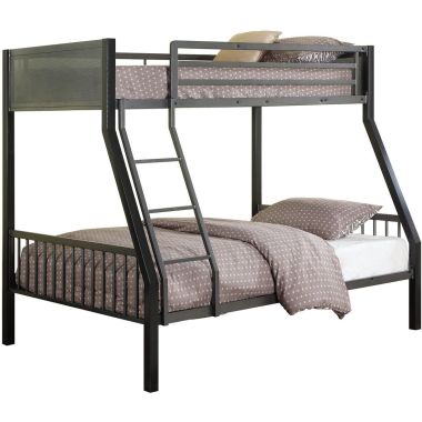 Coaster Meyers Twin Over Full Metal Bunk Bed in Black and Gunmetal
